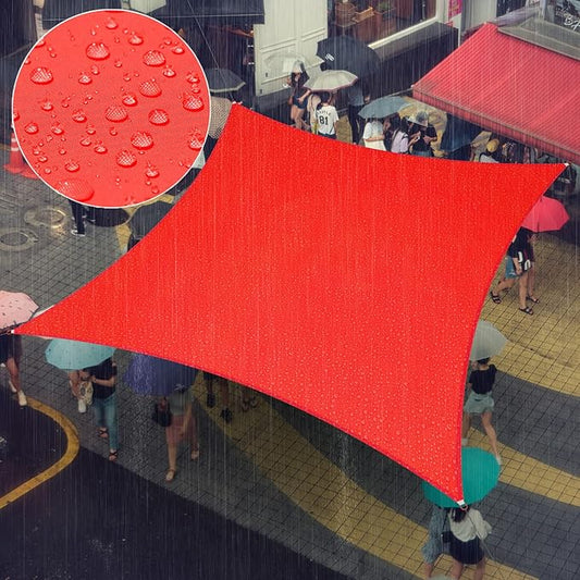 Amgo 10' x 10' Custom Size Red Rectangle Square Waterproof Sun Shade Sail Order to Make UPF50+ AMWTPR0712 Canopy Awning, 98% UV Blockage Water Resistant, Backyard Patio Garden (We Customize)