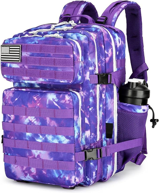 25L Tactical Backpack Military Tactical Backpack for Men and Women Small Assault Pack Outdoor Travel Hiking Camping Rucksack with Molle Webbing (Purple Camo)