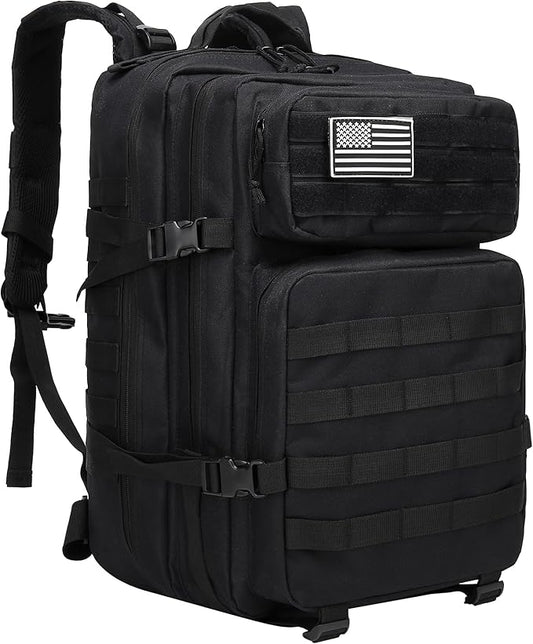 45L Military Tactical Backpack for Men & Women Bug Out Bag Assault pack Molle Daypack Hiking Trekking Rucksack(Black)