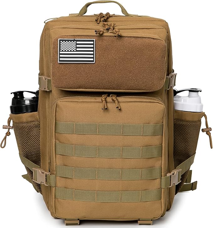 QT&QY 25L/45L Military Tactical Backpack For Men Molle Daypack 3 Day Bug Out Bag Hiking Rucksack With Bottle Holder