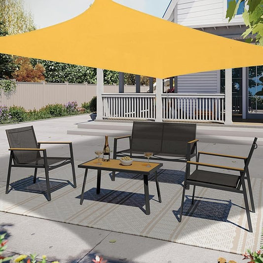 10' x 13' Sun Shade Sail, Rectangle Waterproof Canopy Awning UV Block Sunshade for Outdoor Patio Garden Terrace Backyard Pergola Sunscreen (Yellow) (Customization Acceptable)
