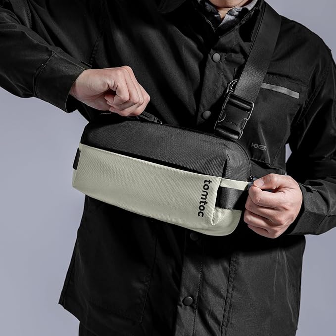 tomtoc Compact EDC Sling Bag, Minimalist Chest Shoulder Backpack Crossbody Bag for Men Women, Lightweight Carry Casual Bag