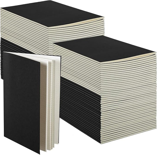 100 Pcs Kraft Notebook Journals 5.5 Inch x 8.3 Inch A5 Softcover Notebooks Bulk for Writing Sketch Office Notepad with 60 Pages 30 Sheets (Black,Dot)