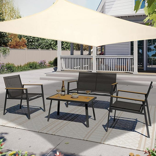 10' x 13' Sun Shade Sail, Rectangle Waterproof Canopy Awning UV Block Sunshade for Outdoor Patio Garden Terrace Backyard Pergola Sunscreen (Ivory) (Customization Acceptable)
