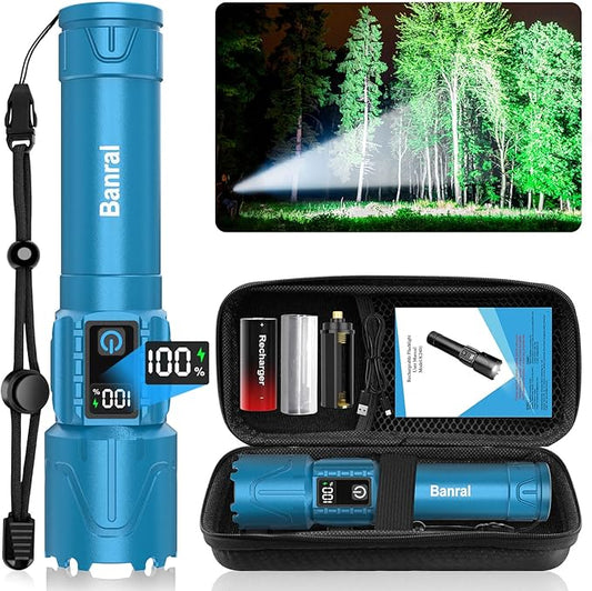 Rechargeable Flashlights High Lumens - Super Bright LED Tactical Flash Light, Powerful Waterproof Handheld USB C Flashlight for Camping,Emergencies,Home,5 Modes,Zoomable (1, Turquoise)