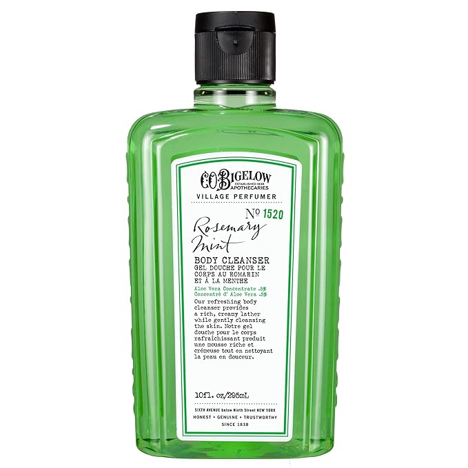 C.O. Bigelow Rosemary Mint Body Wash, Village Perfumer Moisturizing Body Wash with Aloe Vera, 10 Fl Oz