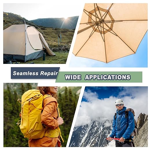 Cahomo 7.9x3.9 inch 12 PCS Nylon Repair Patch Nylon Repair Tape Self Adhesive Fabric Tapes Outdoor Camping Gear Fabric kit for Tent, Umbrella, Down Jackets, Sleeping Bag, Knapsack（Dark Green）