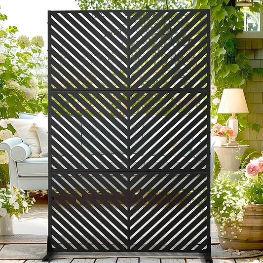 72" H47" W Metal Outdoor Privacy Screen - Freestanding, Decorative Fence (3 Panels)