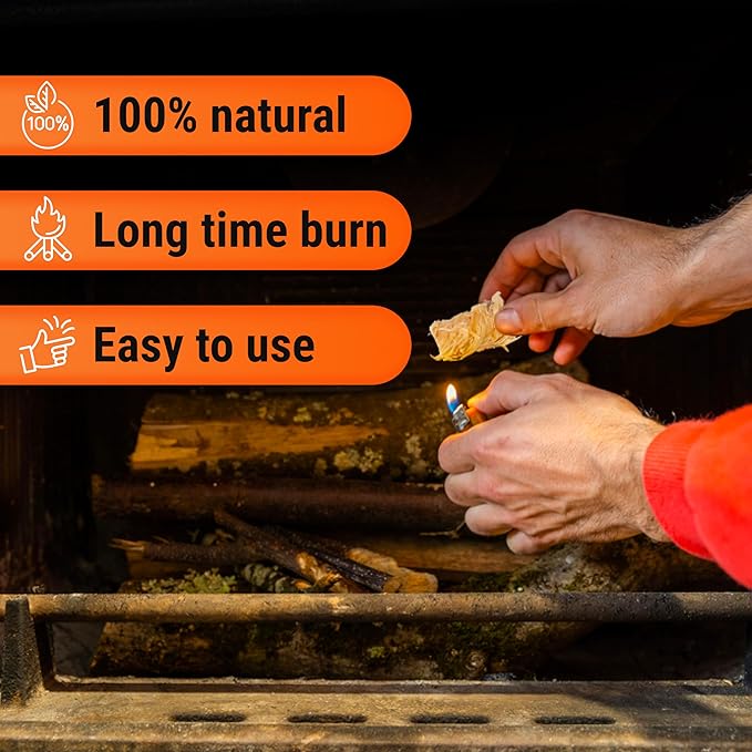 Zorestar Fire Starters for Woodstoves - XXL Pack of 100 Charcoal and Wood Fire Starters for Quick Ignition - Ideal for Campfires, Fireplaces, Grills, Fire Pits - Reliable Outdoor Fire Starter Kit