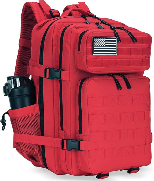45L Tactical Assault Backpack 3 day assault pack with Molle Waterproof backpack Rucksack for Tactical Backpacks (Red)