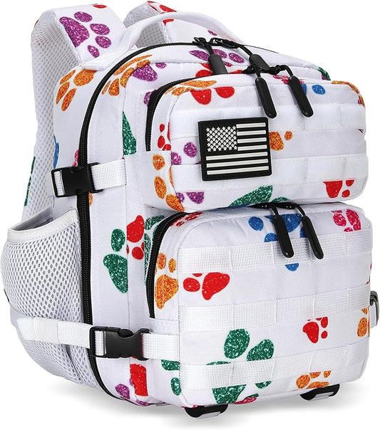 9L Mini Tactical Backpack for Men and Women, Tactical Backpack Small for Hiking, Small Tactical Bag (Colorful Cat's Paw)