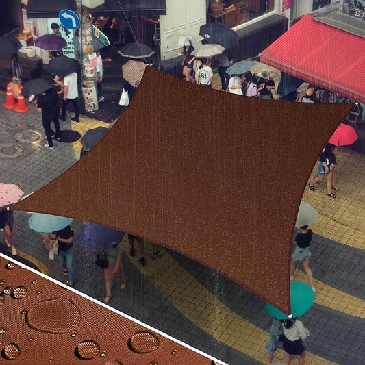 Amgo 10' x 10' Custom Size Brown Rectangle Square Waterproof Sun Shade Sail Order to Make UPF50+ AMWTPR0712 Canopy Awning, 98% UV Blockage Water Resistant, Backyard Patio Garden (We Customize)