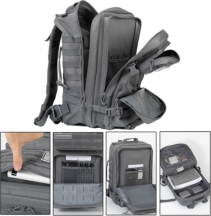 QT&QY 45L Military Tactical Backpacks Molle Army Assault Pack 3 Day Bug Out Bag Hiking Treeking Rucksack…