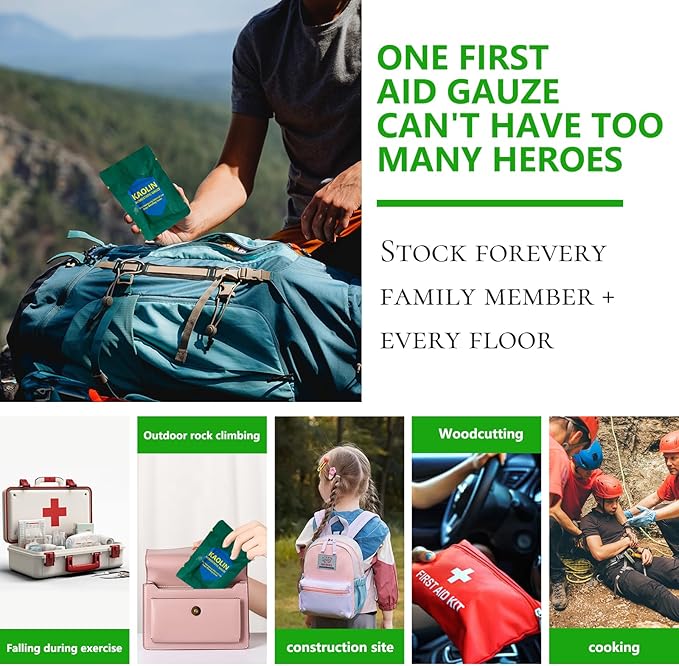 Rapid Clotting Hemostatic Gauze 3 inches x 5 feet, Kaolin Infused Bleed Stop and Quick Blood Clotting,Trauma First Aid, Tactical and Emergency Z-Fold Sterile (3)