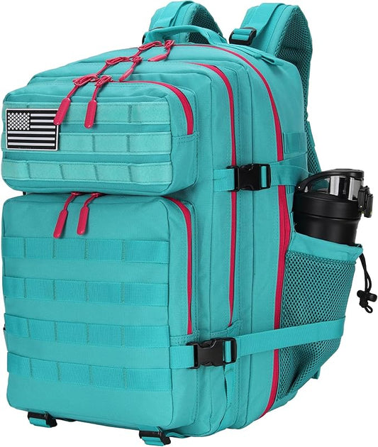 25L Tactical Military Backpack Small Travel Rucksack for Men and Women Assault Pack Bug Out Bag Molle Daypack Gym Backpack with Bottle Holder (Neon Teal)