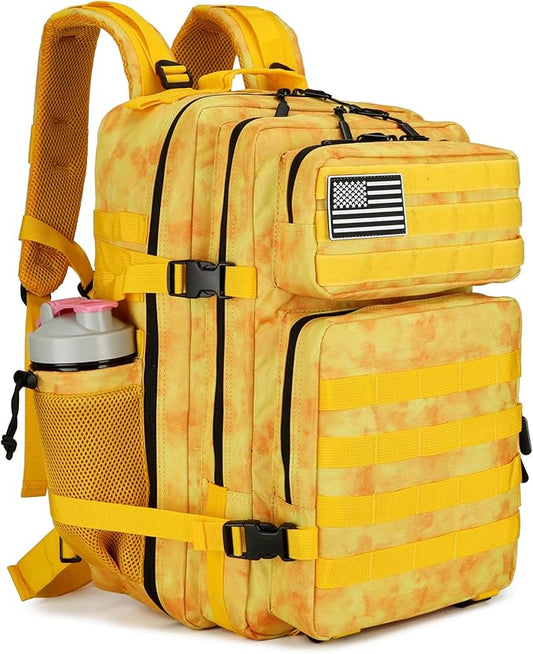 45L Tactical Assault Backpack 3 day assault pack with Molle Waterproof backpack Rucksack for Tactical Backpacks (Yellow)