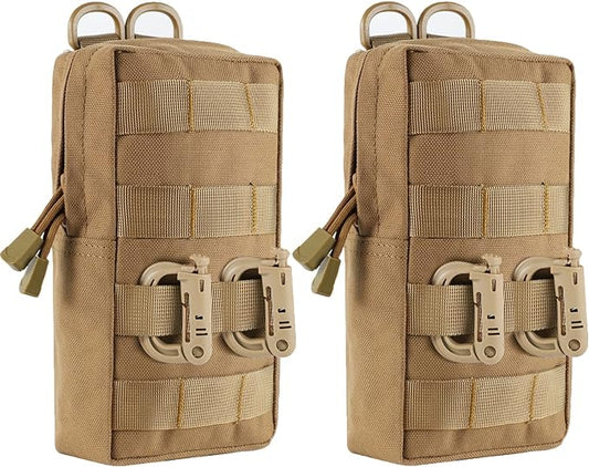 2 Pack Molle Pouches - Tactical Compact Water-Resistant EDC Pouch Bag Small Utility Pouch