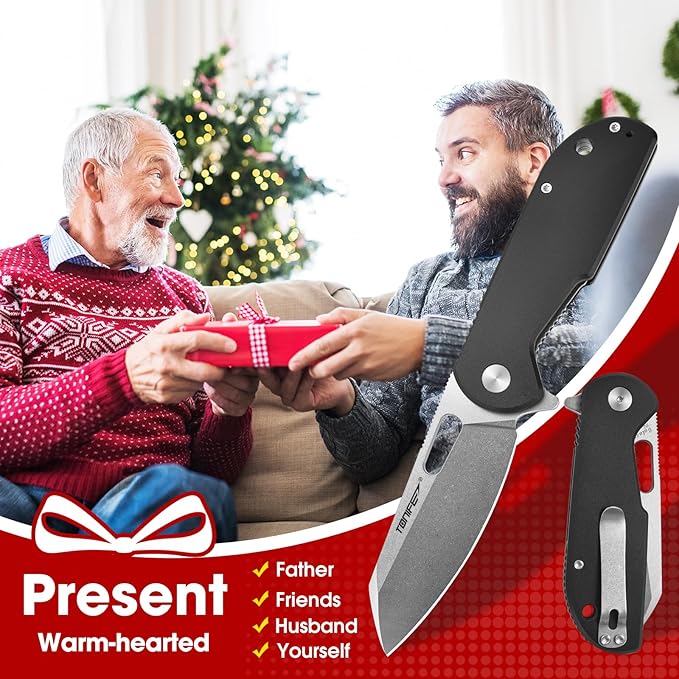 TONIFE Galaxy Mini Folding Knife with D2 Steel Blade and Aluminum Handle, EDC Pocket Tool for Camping, Hiking, and Survival (Black Stone Wash)