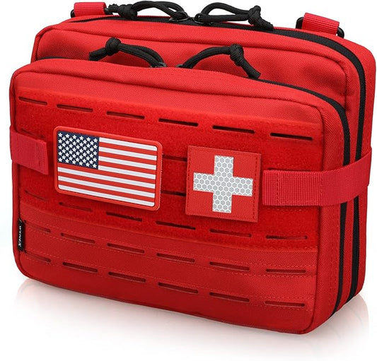 WYNEX Tactical Molle Admin Pouch of Laser Cut Design, Utility Pouches Molle Attachment Military Medical EMT Organizer with Map Pocket EDC EMT Pack IFAK Tool Holder Universal U.S.A Patch Included