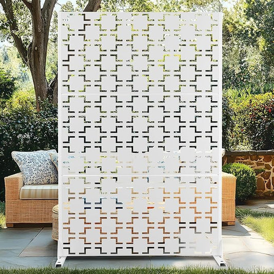 72" H×47" W Metal Privacy Screen Outdoor Privacy Screen Freestanding, Outdoor Privacy Screens and Panels for Patio Lawn Deck(Consists of 3 Panels)