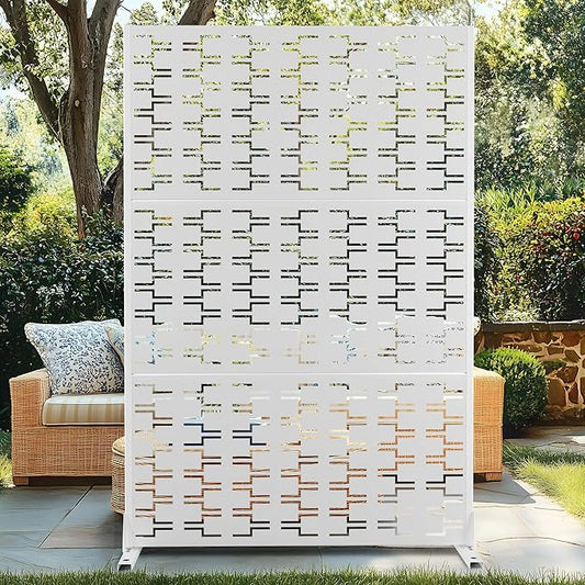 72" H×47" W Metal Privacy Screen Outdoor Privacy Screen Freestanding, Outdoor Privacy Screens and Panels for Patio Lawn Deck(Consists of 3 Panels)