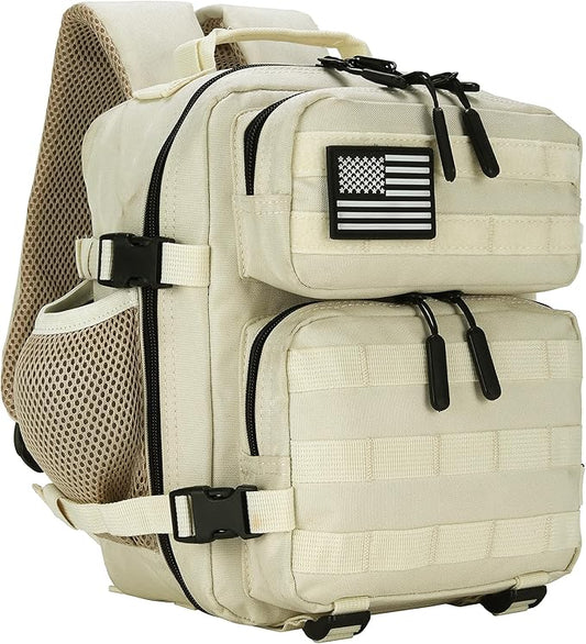 9L Mini Tactical Backpack for Men and Women, Tactical Backpack Small for Hiking, Small Tactical Bag (CreamColored)