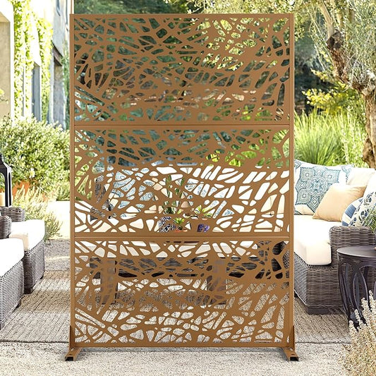 72" H47" W Metal Outdoor Privacy Screen - Freestanding, Decorative Fence (3 Panels)