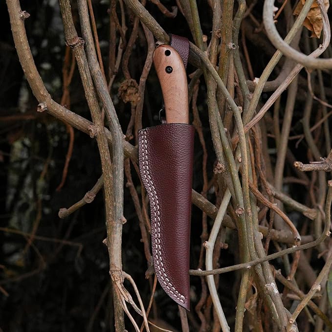 Bushcraft Knife Full Tang, 9-Inch High Carbon Steel Fixed Blade Knife With Sheath, Outdoor Scandi Knife, Tactical, Camping Survival For Hunting, Carving & Hiking