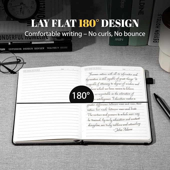 CAGIE Lined Journal for Men Women, Tree Growth Ring Leather Bound Journal Notebook, 256 Pages 100 GSM Journals for Writing, A5 Hardcover Journaling Notebooks,2 Pack (Brown & Black)