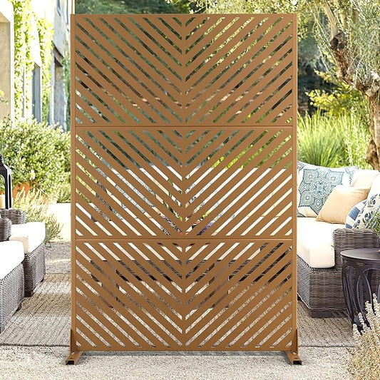 72" H×47" W Metal Privacy Screen Outdoor Privacy Screen Freestanding, Outdoor Privacy Screens and Panels for Patio Lawn Deck, Outdoor Privacy Panels Decorative Privacy Fence(Consists of 3 Panels)