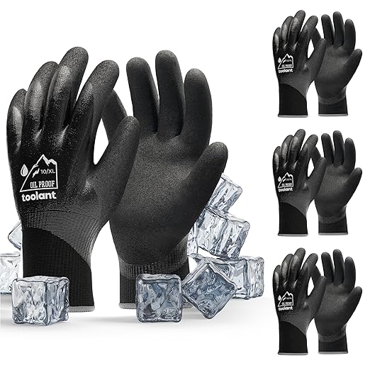 Waterproof Gloves Bulk Pack for Men and Women, 3 Pairs, Freezer Gloves with Grip, Double Nitrile Dipped for Extreme Oil Repellent, for Construction, Mechanics, Mining, Plumbing, Black, X-Large