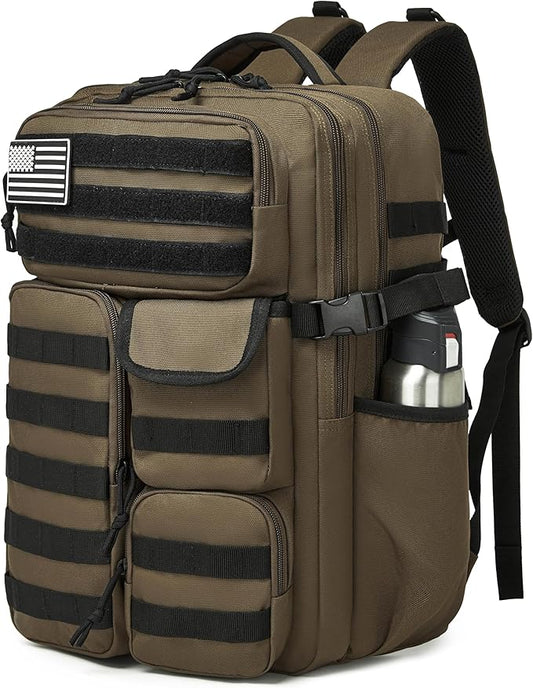 Wotony Tactical Backpack - Military waterproof backpack with multiple pockets and tactical gear for the outdoors (light coffee, 35L)