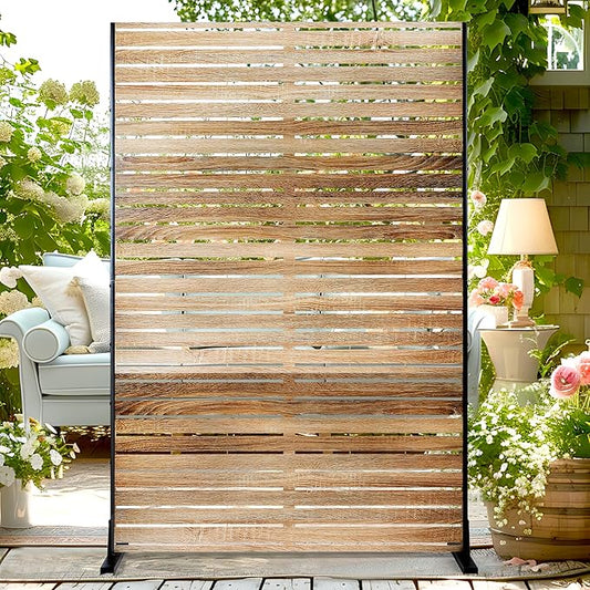 72" H×47" W Metal Outdoor Privacy Screen Freestanding, Outdoor Privacy Screens and Panels for Patio Lawn Deck, Decorative Fence(Consists of 3 Panels)