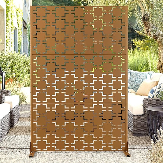 72" H47" W Metal Outdoor Privacy Screen - Freestanding, Decorative Fence (3 Panels)