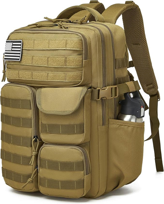 Wotony Tactical Backpack - Military waterproof backpack with multiple pockets and tactical gear for the outdoors (khaki, 35L)
