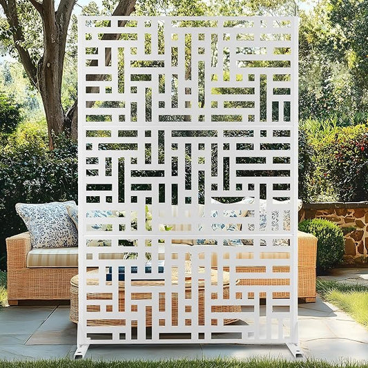 72" H×47" W Metal Privacy Screen Outdoor Privacy Screen Freestanding, Outdoor Privacy Screens and Panels for Patio Lawn Deck(Consists of 3 Panels)