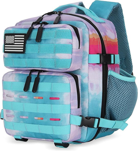 9L Mini Tactical Backpack 9L Assault Pack 9L Tactical Backpack Hiking Fitness Backpack(Rainbow Tie-Dye)