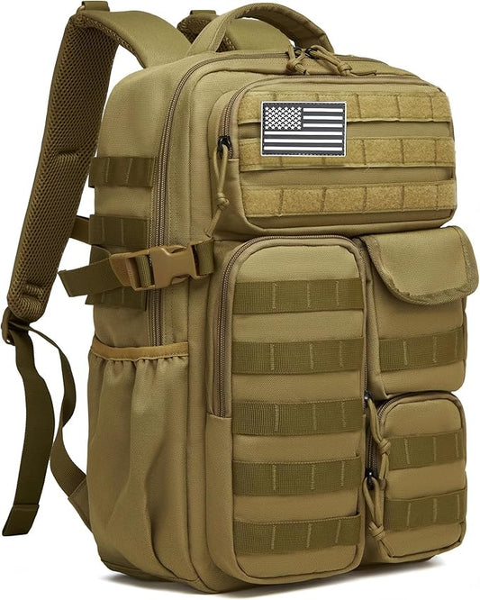 Wotony Tactical Backpack - Military waterproof backpack with multiple pockets and tactical gear for the outdoors (khaki, 25L)