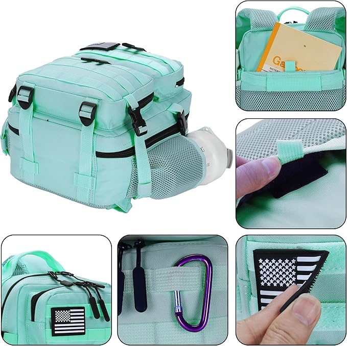 9L Mini Tactical Backpack for Men and Women, Tactical Backpack Small for Hiking, Small Tactical Bag (MintGreen)