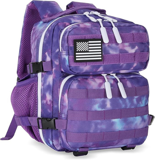 9L Mini Tactical Backpack for Men and Women, Tactical Backpack Small for Hiking, Small Tactical Bag (Purple Tie-Dye)