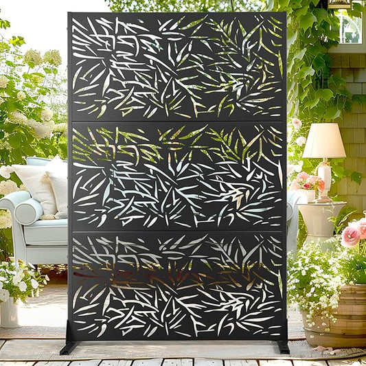 72" H47" W Metal Outdoor Privacy Screen - Freestanding, Decorative Fence (3 Panels)