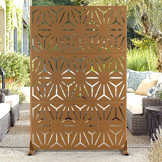 72" H×47" W Metal Privacy Screen Outdoor Privacy Screen Freestanding, Outdoor Privacy Screens and Panels for Patio Lawn Deck(Consists of 3 Panels)