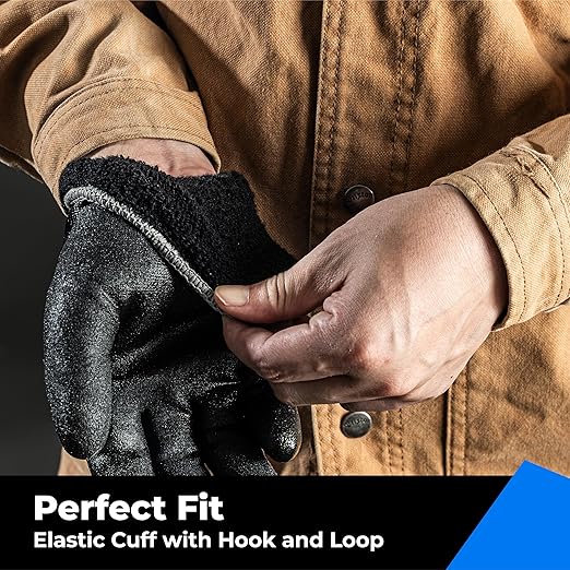 Waterproof Gloves Bulk Pack for Men and Women, 3 Pairs, Freezer Gloves with Grip, Double Nitrile Dipped for Extreme Oil Repellent, for Construction, Mechanics, Mining, Plumbing, Black, Large